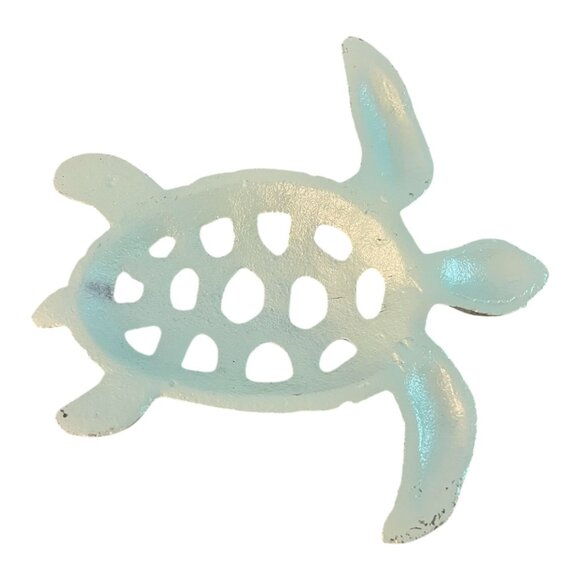 Cast Iron Sea Turtle Wall Decor With Patina Finish Nautical Theme Approx 6" X 6" - Picture 6 of 6